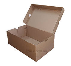 Коробка для взуття бура 325х195х120 мм мікрогофрокартон крафт взуттєва коробка