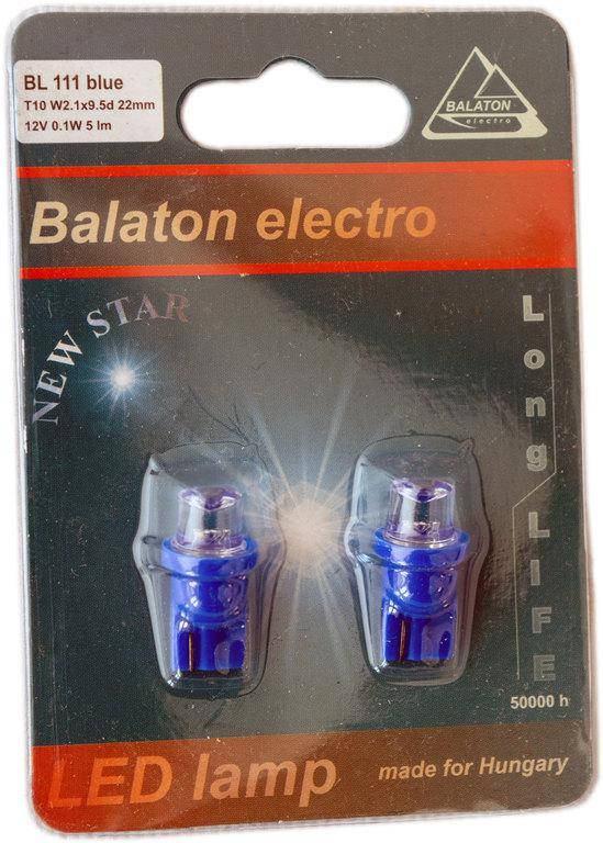 

Лампа б/ц T10 12V W2,1x9,5d LED 5lm Balaton (1-конт.) Блистер 2 шт голубая