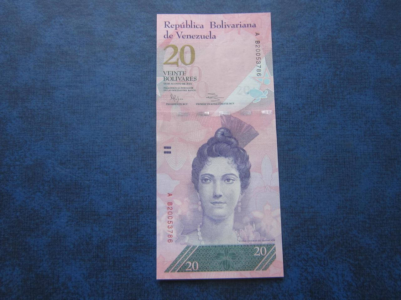 

Банкнота 20 боливаров Венесуэла 2014 фауна черепаха UNC пресс