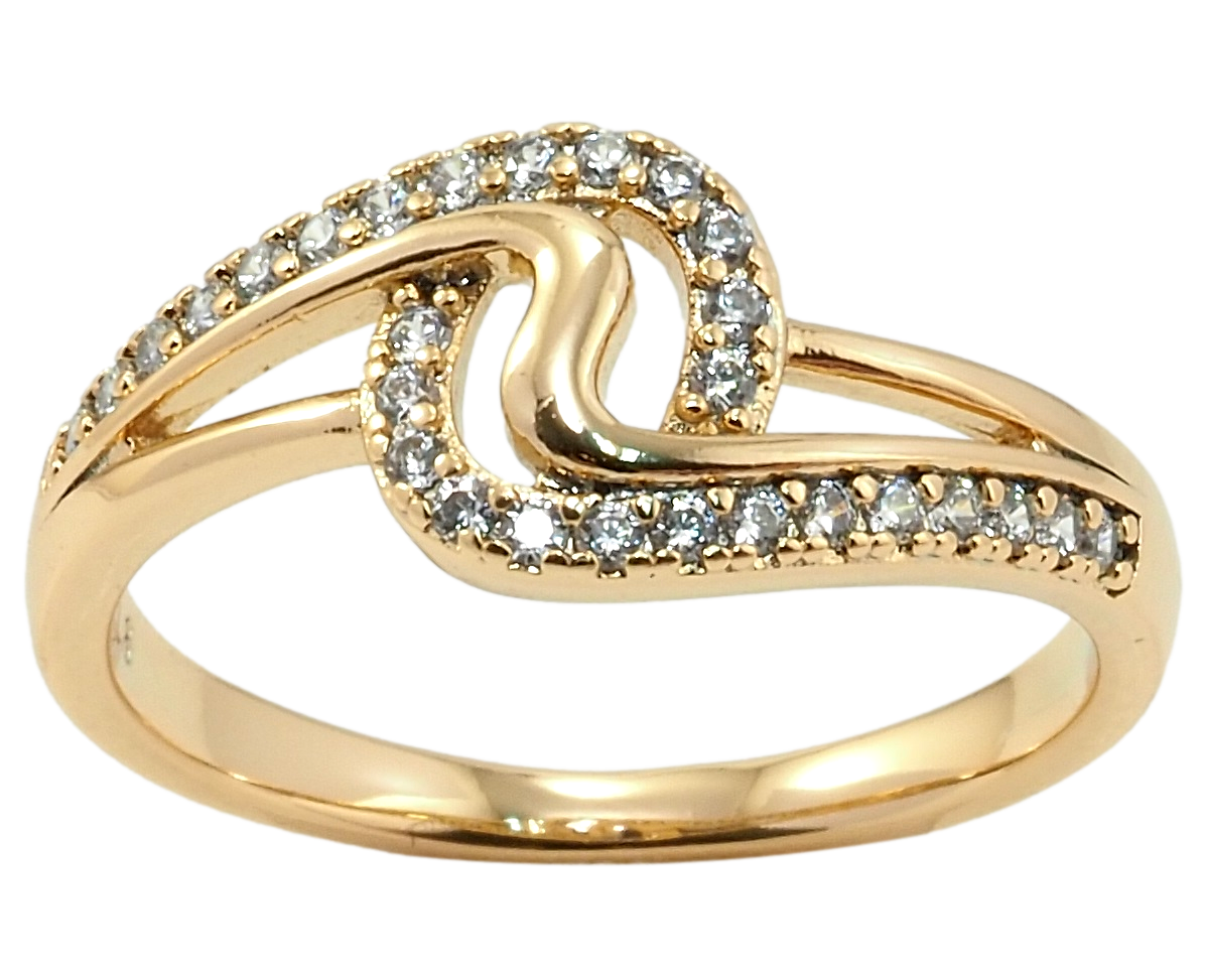 

Кольцо Xuping Позолота 18K "Волна с цирконием" р.17,19,19.5