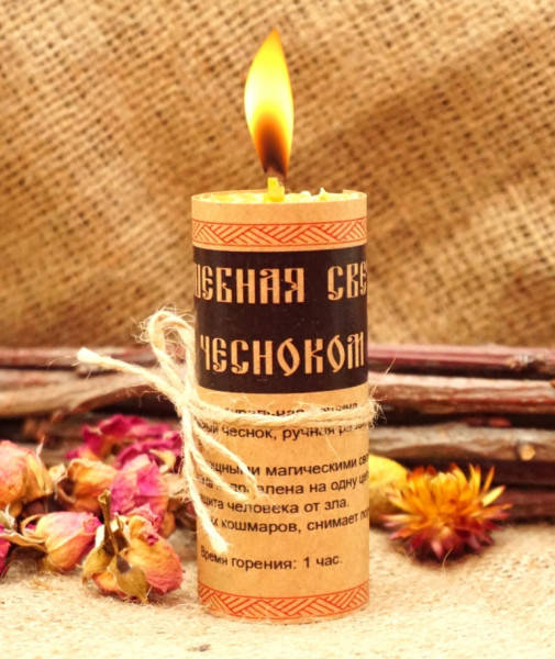 

Свеча с чесноком из вощины, Бежевый