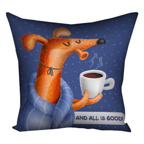 Подушка габардинова з принтом And all is good! 40x40 (4P_DOG106)