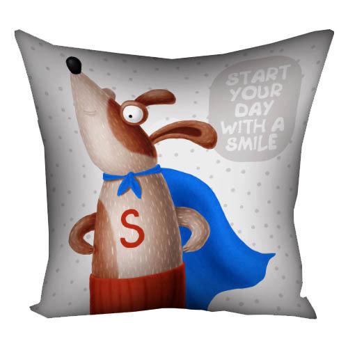 Подушка габардинова з принтом Start your day with a smile 40x40 (4P_DOG112)