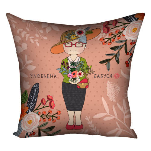 Подушка з принтом габардинова Улюблена бабуся 50x50 (5P_FLG019_U), фото 1