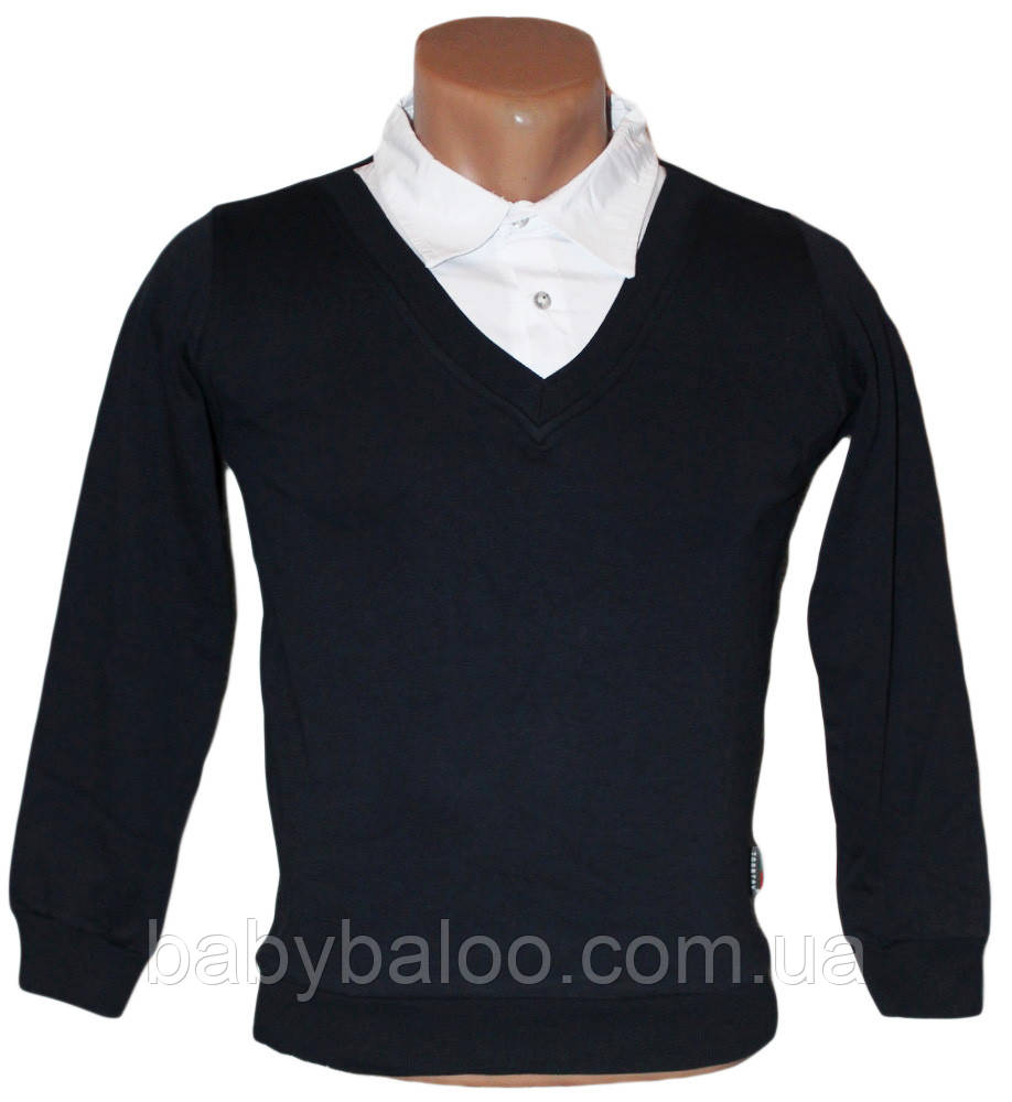 Сорочка для хлопчика імітація пуловер білий комір (від 6 до 14 років) - арт.1453691520