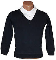 Сорочка для хлопчика імітація пуловер білий комір (від 6 до 14 років) - арт.42062762