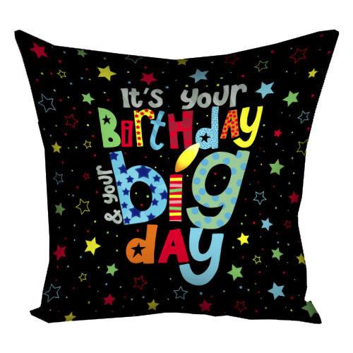 Подушка габардинова з принтом Birthday 50x50 (5P_18M001)