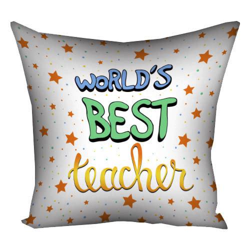 Подушка габардинова з принтом World's best teacher 50x50 (5P_18M009)