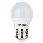 Світлодіодна лампа LED G45, E27, 5Вт, 150-300В, 4000K, 30000ч, гарантія 3роки. INTERTOOL LL-0112