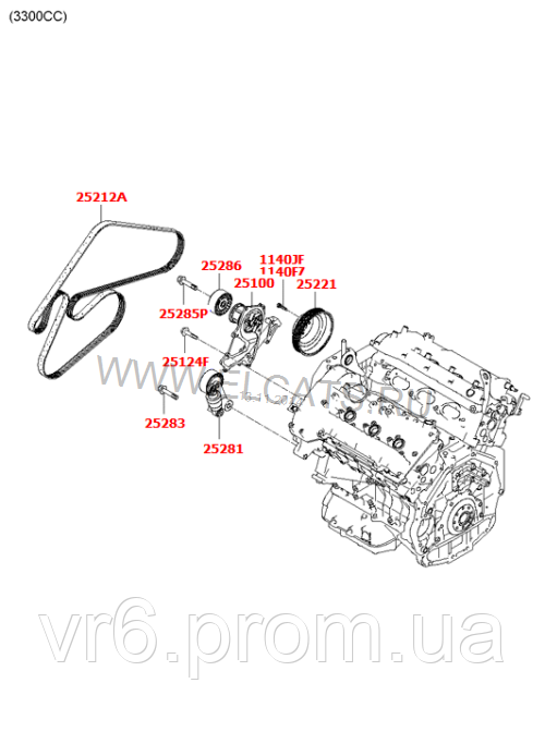 Ролик с натяжителем ремня генератора HYUNDAI ix35, Tucson, Sonata, Santa Fe 25281-25000 - фото 5 - id-p56480110