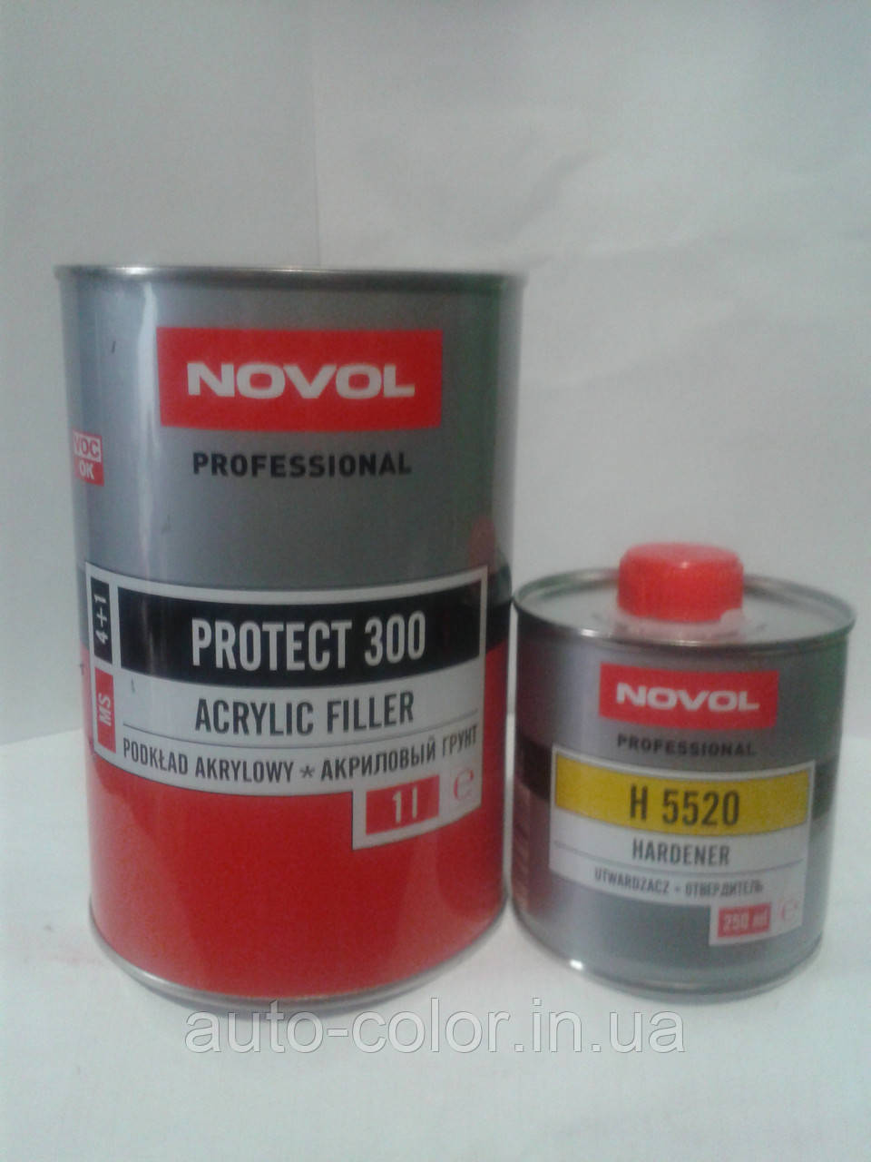 Ґрунт акриловий 4+1 PROTECT 300 Novol (1 л) + затверджувач (0,25 л), білий