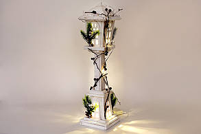 Декоративний дерев'яний ліхтар із підсвічуванням (10 LED-ламп) 60см, колір - білий NY12-482, фото 2