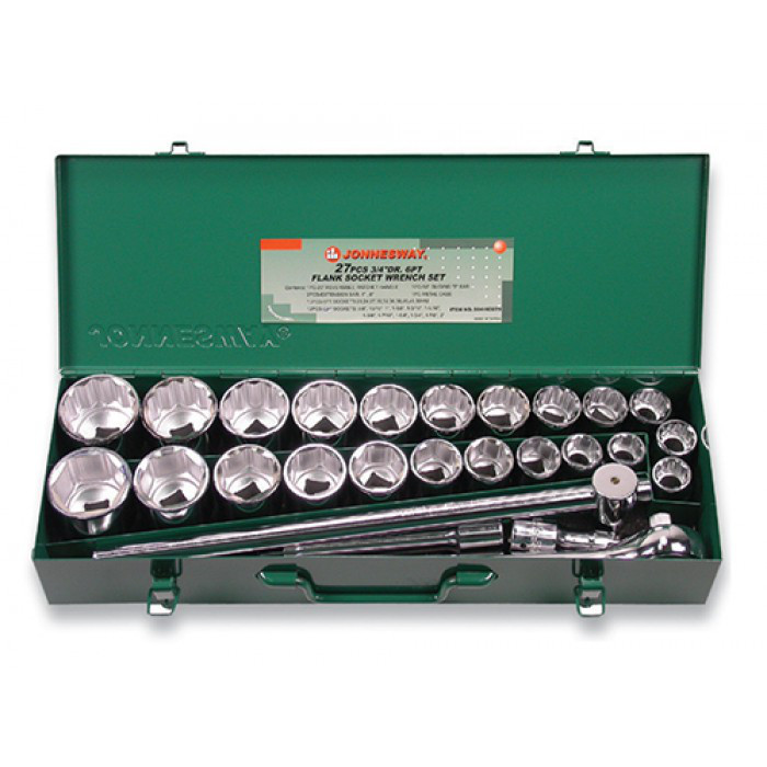 Набір торцевих головок 3/4"DR шестигранних 22-50мм і 7/8"-2", 27 предметів S04H6327S (Jonnesway, Тайвань)
