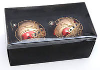 Набор елочных шаров (2шт) 8см красный с узорами , стекло, в упаковке 6 штук (NY25-530)