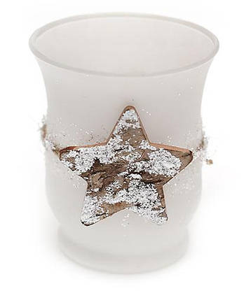 Свічник скляний 9см з декором в стилі Еко-шик, скло, в упаковці 4шт. (NY15-184), фото 2