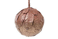 Новогодний подвесной декор Шар из натуральных листиков, бронза с блестками, в упаковке 6 шт. 814-202