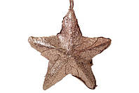 Новогодний подвесной декор Звезда из натуральных листиков бронза с блестками, в упаковке 4 шт. 814-204