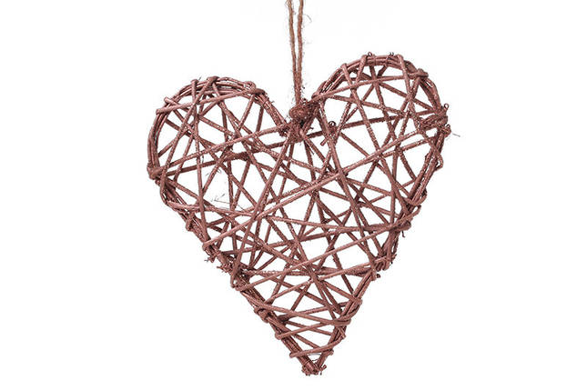 Підвісний декор Серце з раттана, коричневий із блискітками, ( 814-352), фото 2