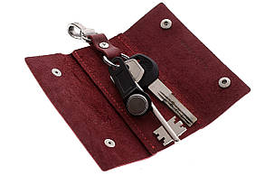 Ключниця на кнопках Grande Pelle 110х50 мм шкіра Crazy Horse бордо. Позиція доступна до замовлення від 5 шт.