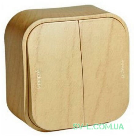 Вимикач двоклавішний 10А Quteo (Дерево) 782262