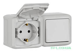 Вимикач + Розетка Quteo IP44 (Сірий) 782391
