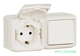 Вимикач + Розетка Quteo IP44 (Білий) 782371