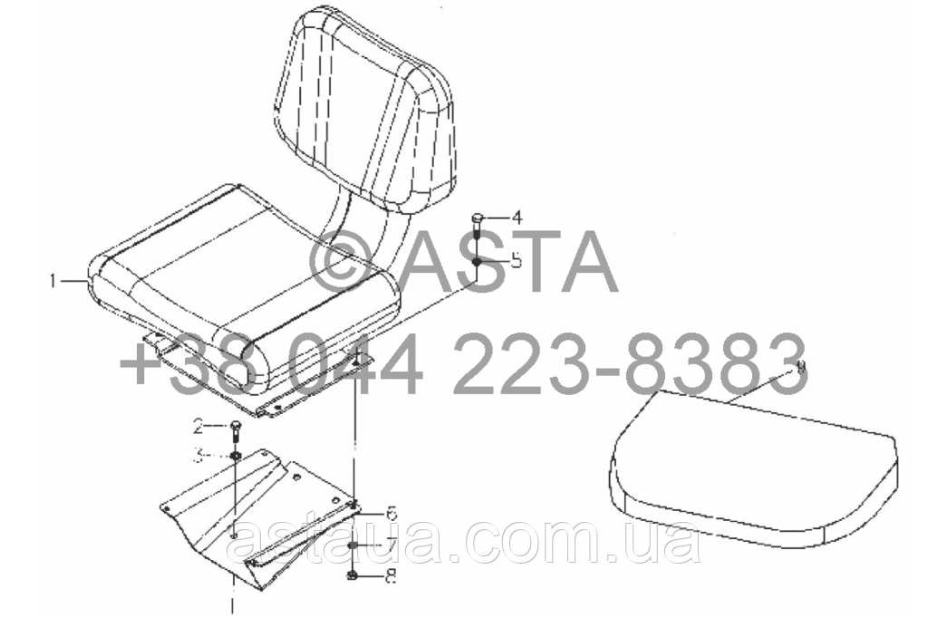 Сиденье водителя в сборе на YTO X704 - фото 1 - id-p56530721