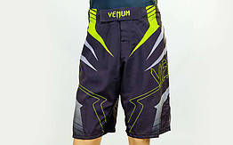 Шорти для змішаних єдиноборств ММА VENUM SHARP CO-5805-G (PL,р-р M-XL(RUS 46-52), чорний-салатовий)