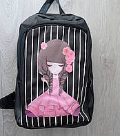 Школьный рюкзак из экокожи с накаткой девочка, ассортимент цветов