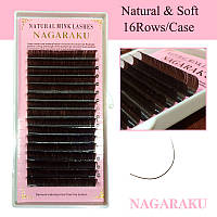 Коричневые ресницы Nagaraku 16 линий для наращивания на ленте, Нагараку 13, C, 0.07
