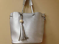 Женская сумка-мешок 24 х 27 см цвет серебристый