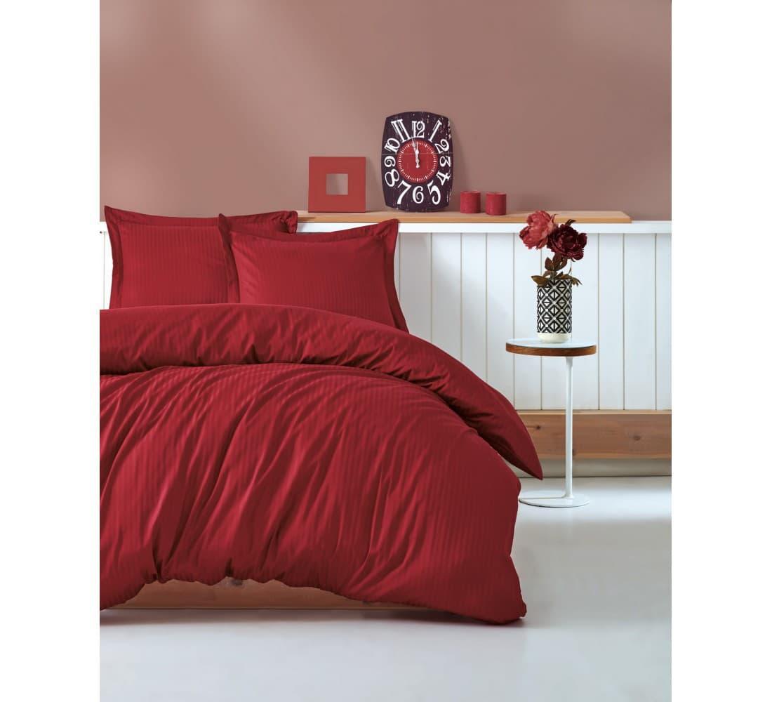 Постільна білизна Cotton Box ELEGANT STRIPE Bordo двоспальний - євро