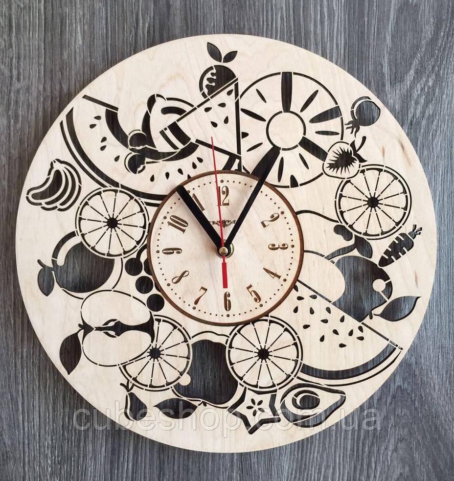 Дерев'яний настінний годинник "Сочні фрукти", фото 1
