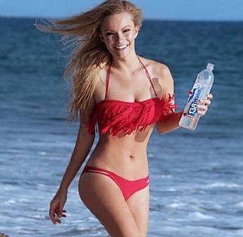 Витончений червоний купальник бандо з бахромою M L