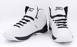 Взуття для баскетболу чоловіче Under Armour OB-3037-2 (р-р 41-45) (PU, білий-чорний)