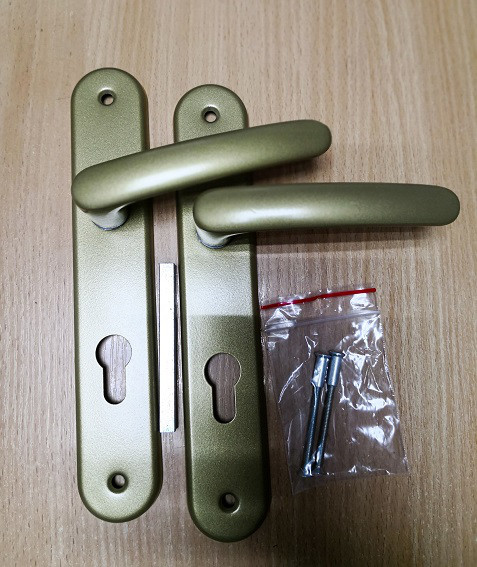 Ручка на планці під циліндр 55 мм золото