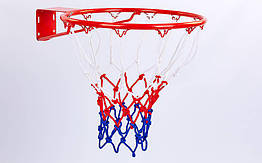 Сітка баскетбольна C-5642 (поліпропілен, 12 петель, колір біло-червоно-синій, у комплект. 2 шт.)