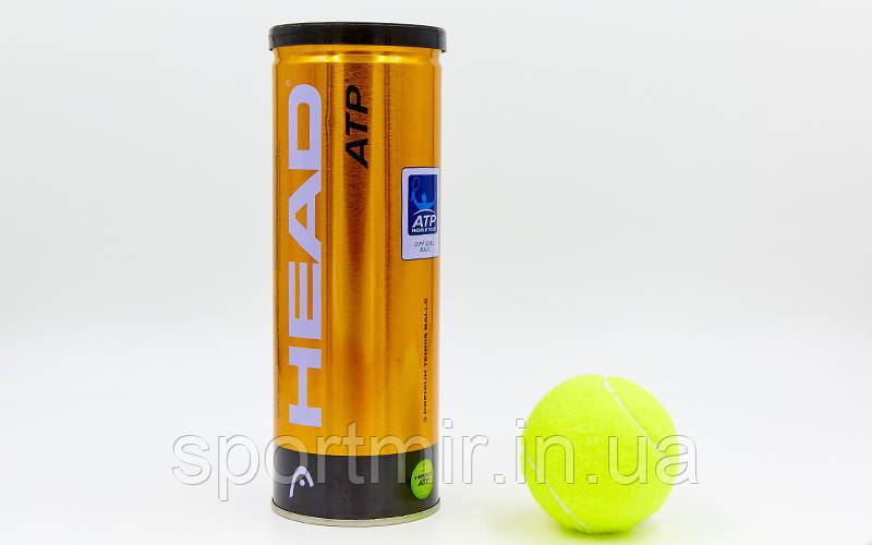 М'яч для великого тенісу HEAD (3шт) 570303 ATP RETAL CAN (у вакуумній упаковці), фото 1