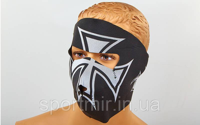 Маска лицьова вітрозахисна MS-4344-2 Iron Cros (неопрен, чорний), фото 1