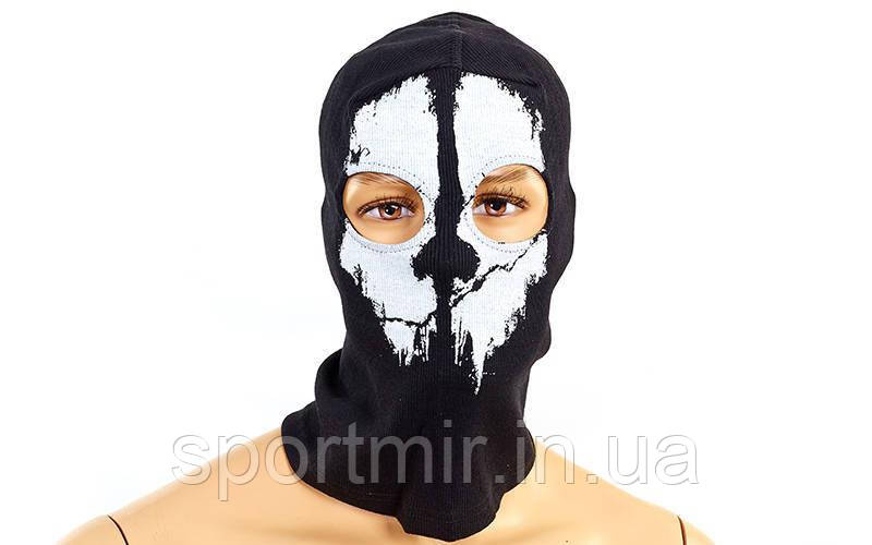 Підшлемник балаклава-маска Скелет MS-4825-3 Ghost (коттон, чорний), фото 1