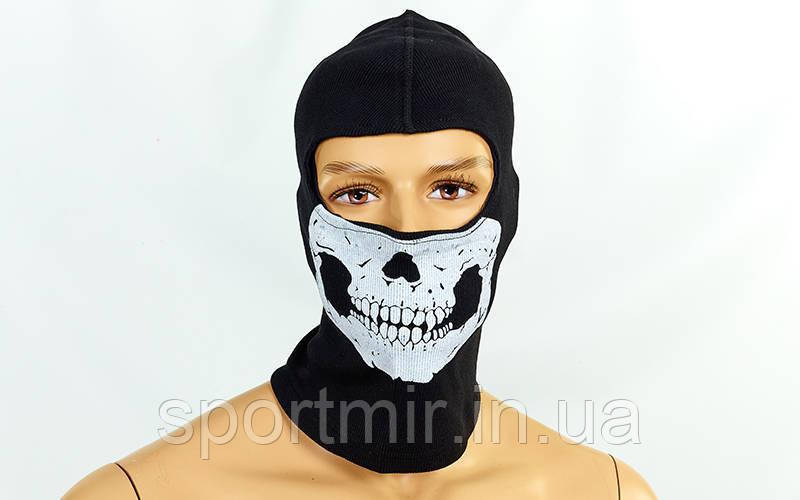 Підшлемник балаклава Скелет MS-4824-1 Skull (коттон, чорний), фото 1