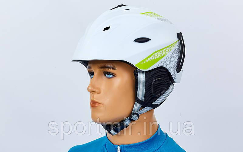 Шолом гірськолижний з механізмом регулювання MS-6287-W (PC, p-p M-L-55-61, білий), фото 1