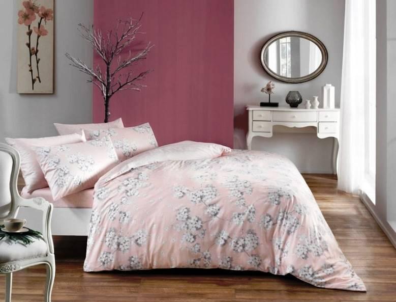 Постільна білизна TAC saten Flora євро рожевий