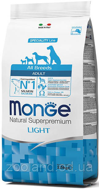70011228 Monge All Bred Adult Light з лососем, 2,5 кг