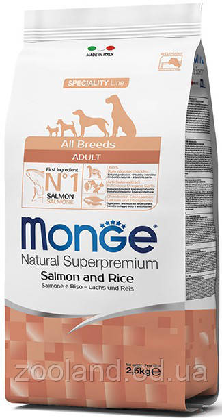 70011297 Monge All Bred Adult з лососем і рисом, 2,5 кг