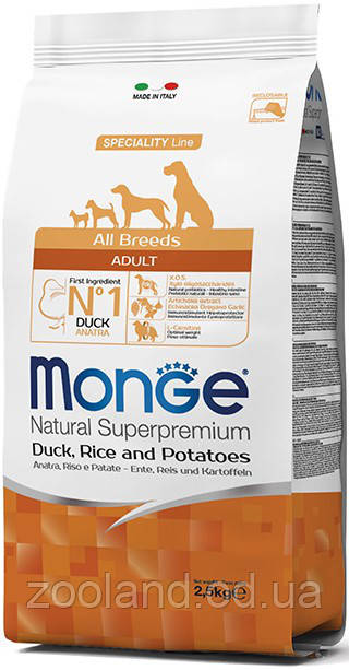 70011129 Monge All Bred Adult з качкою, 2,5 кг