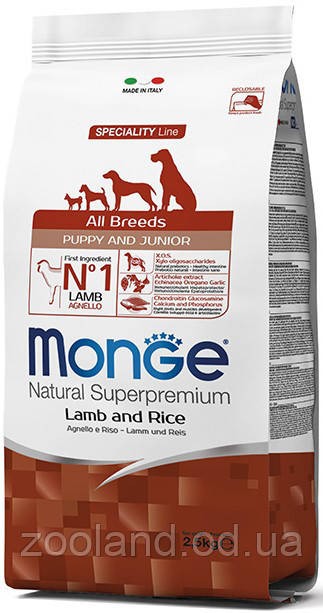70011181 Monge All Breds Puppy & Junior з ягням, 2,5 кг