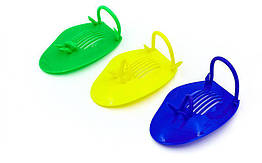 Лопатки для плавання гребні PL-6930 (пластик, гума, PVC чохол, сині, жовті, зелені)