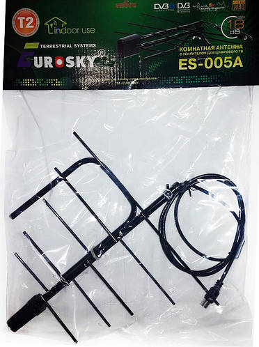 АНТЕННА КОМНАТНАЯ EUROSKY ES - 005А с усилителем 5В (ID#614891804 ...