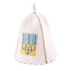 Шапка для сауни з вишивкою "Тризуб жовто-синій", Saunapro